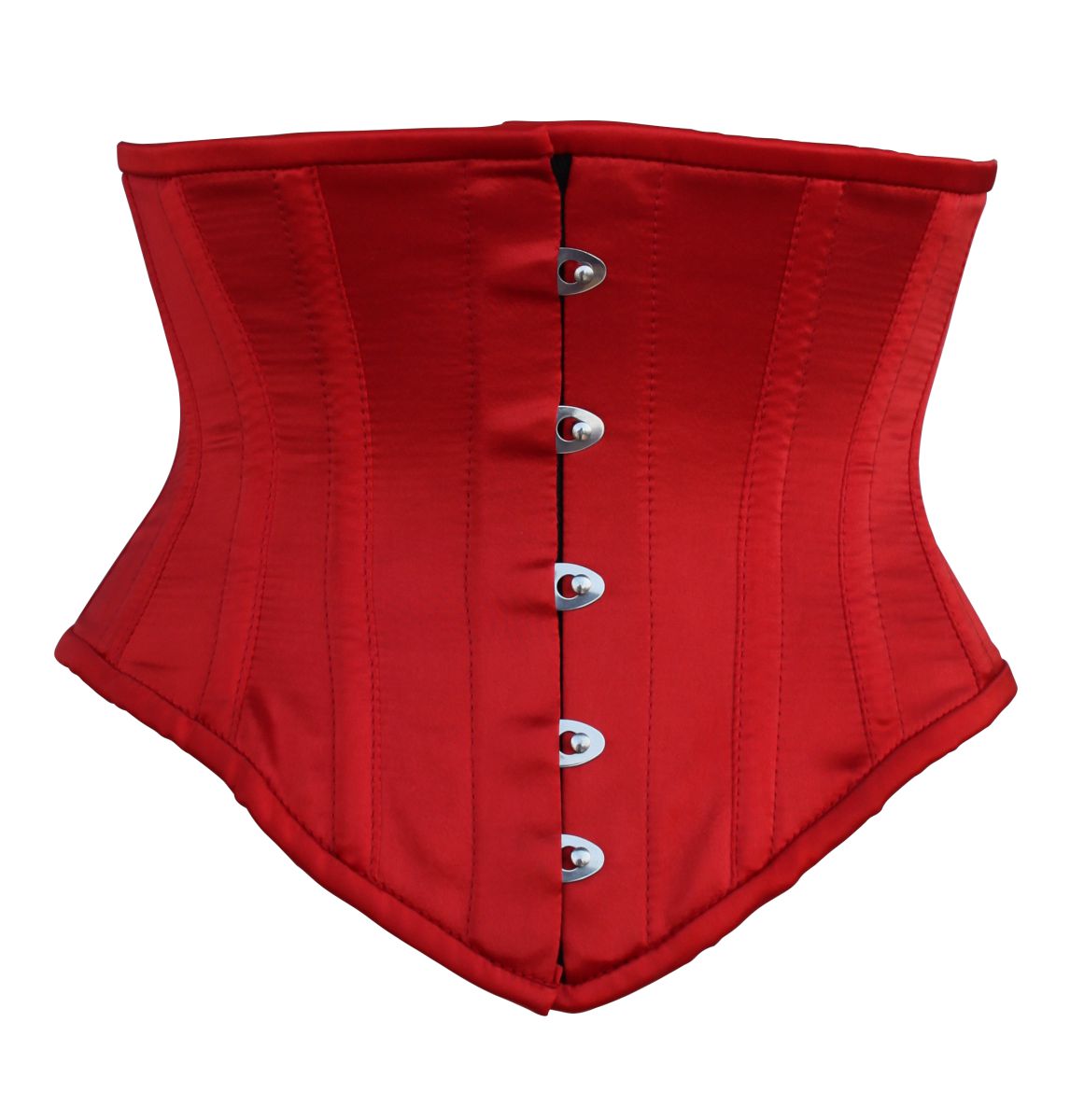 Women Red Satin Underbust Waist Cincher Corset
