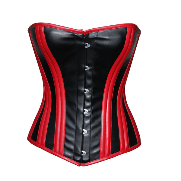 Red & Black Overbust Steampunk Corset Waist Trainer