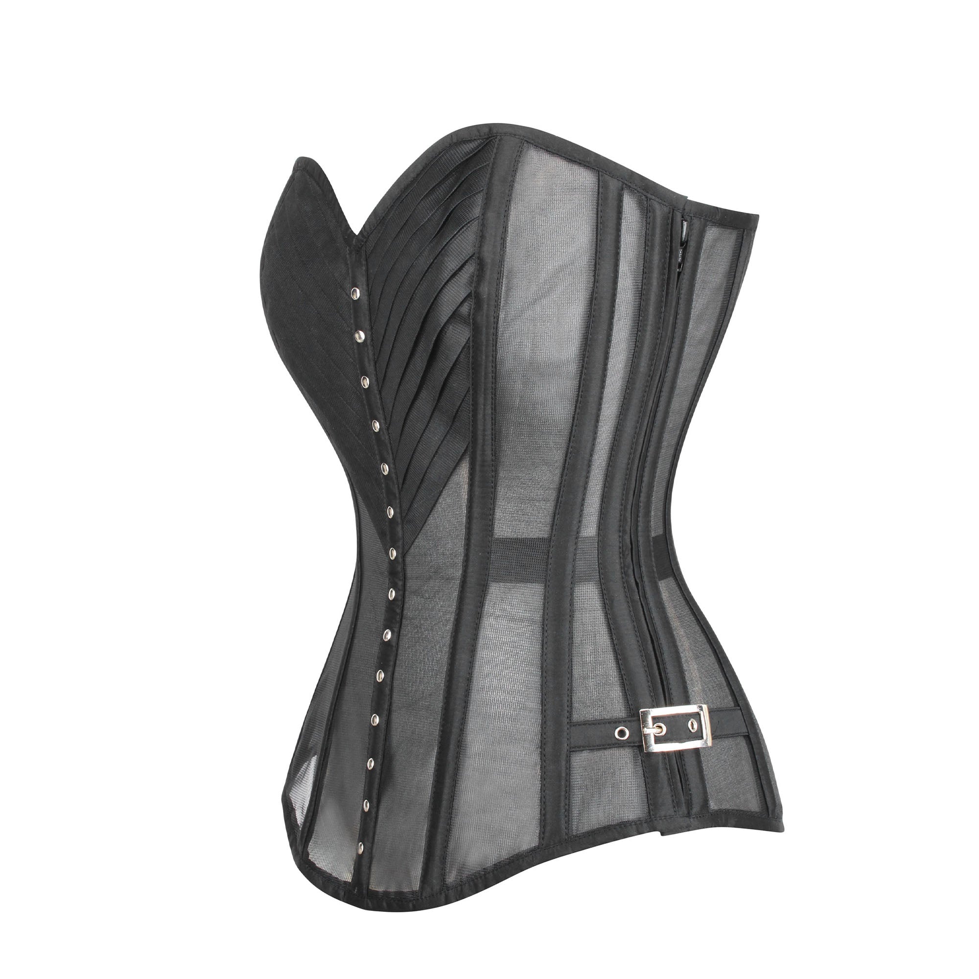 Women Mesh Overbust Corset – Sheer Boned Bustier Top