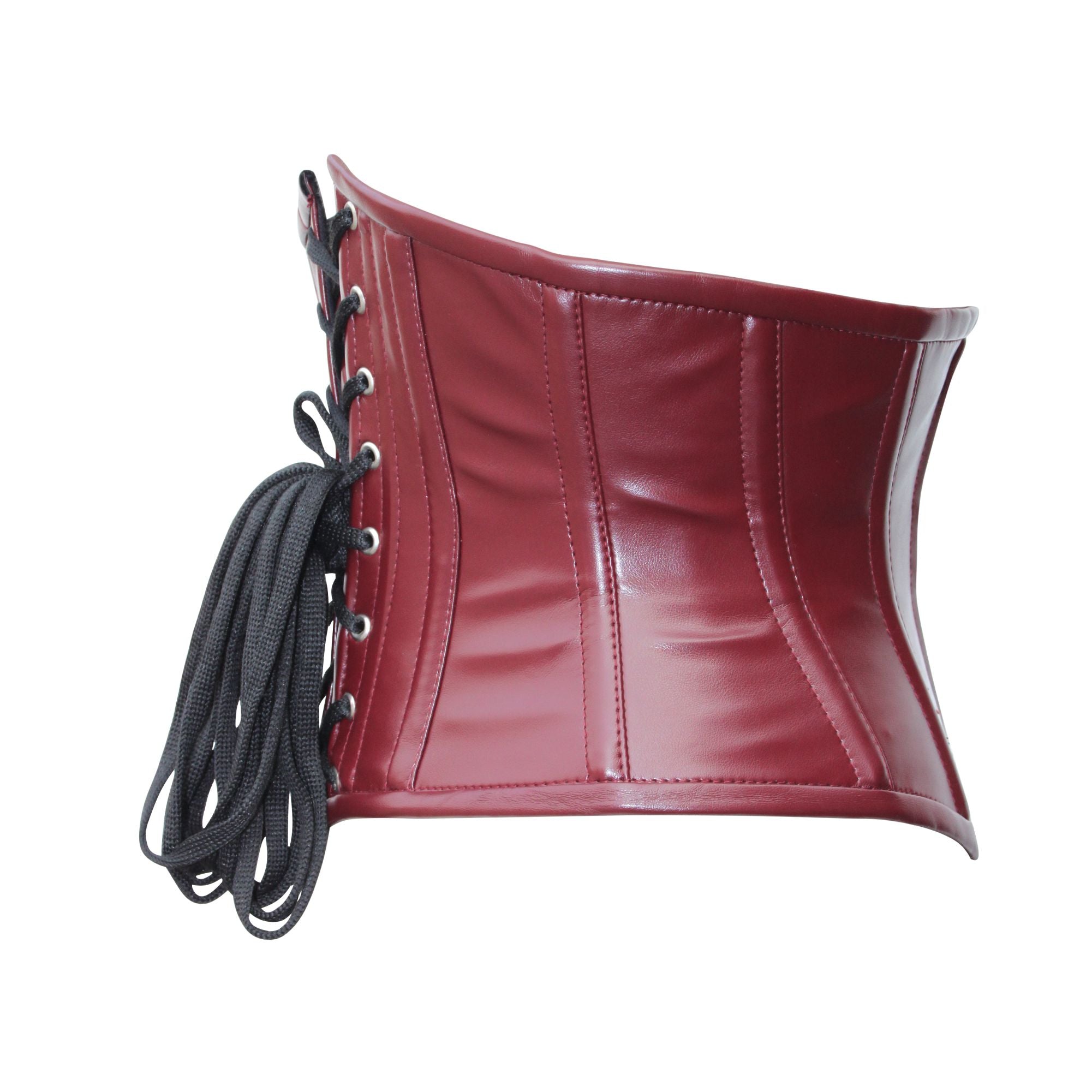 Heavy Duty Maroon PVC Underbust Waist Cincher Corset