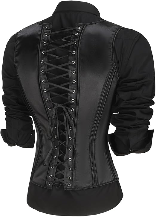 Mens Corset Vests - Black Waistcoat