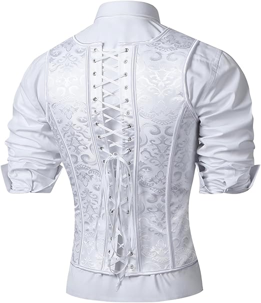 Mens Corset Vests - White Waistcoat