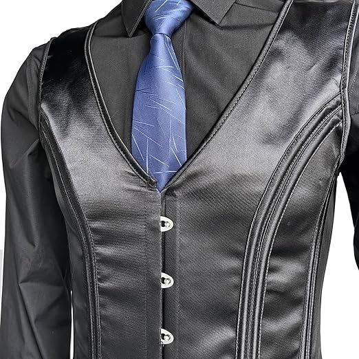 Mens Corset Vests - Black Waistcoat