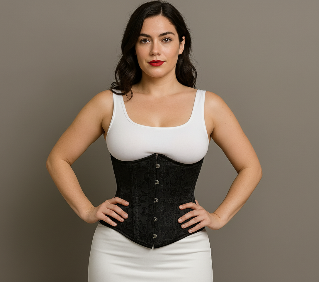 Women Heavy Duty Steel Boned Underbust Brocade Corset