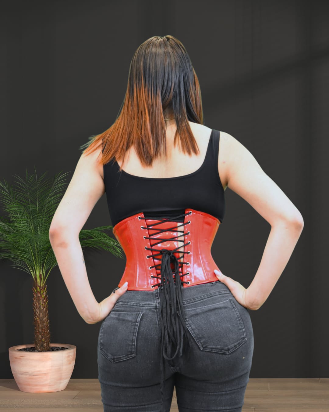Red Glossy Underbust Waist Corset
