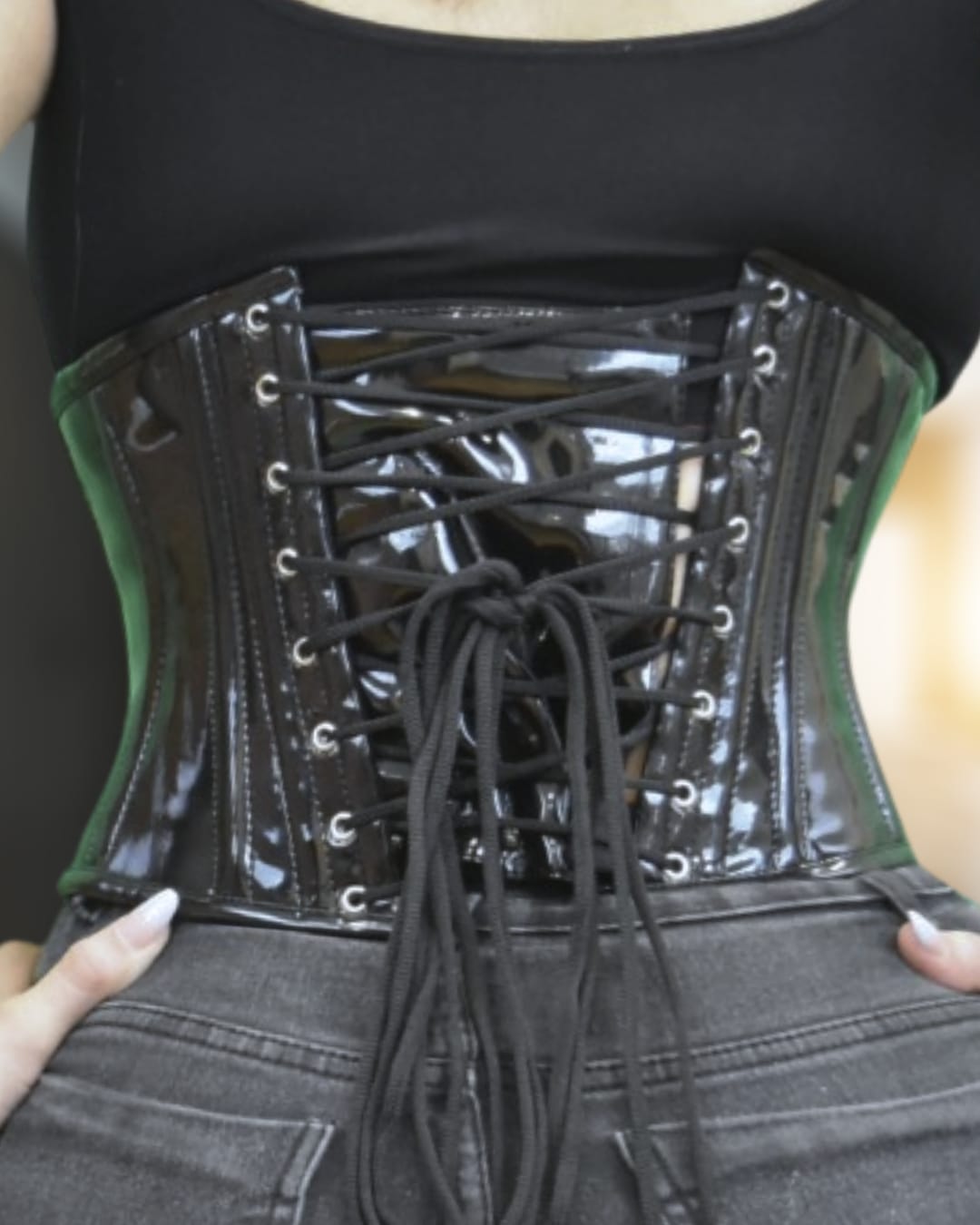 Black Glossy Waist Training Corset