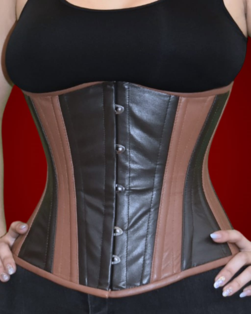 Brown Black Underbust Waist Corset