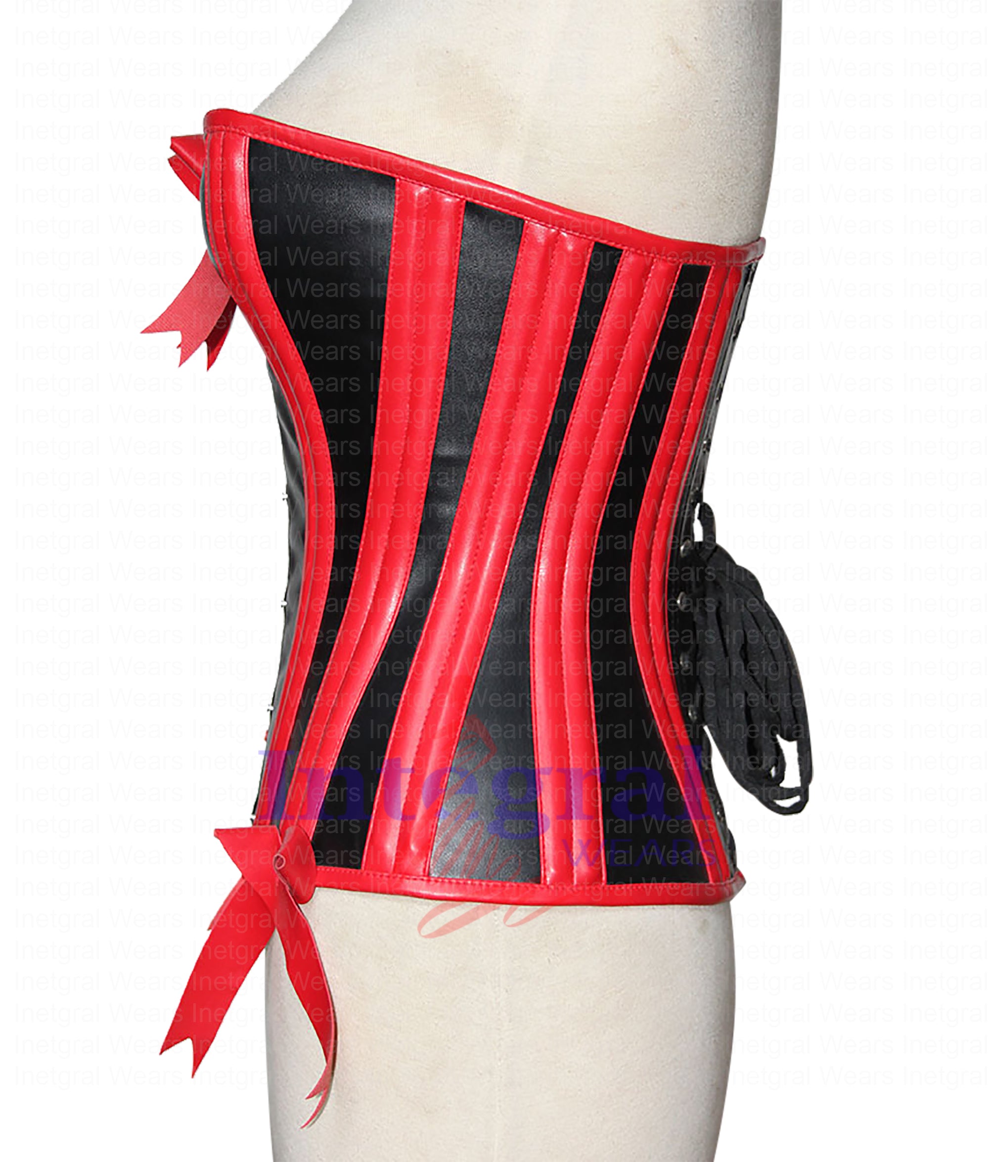 Women Heavy Duty Faux Leather Double Steel Boned OverBust Fetish Red Black Steampunk Corset Waist Training Hourglass Body Shaper Corset