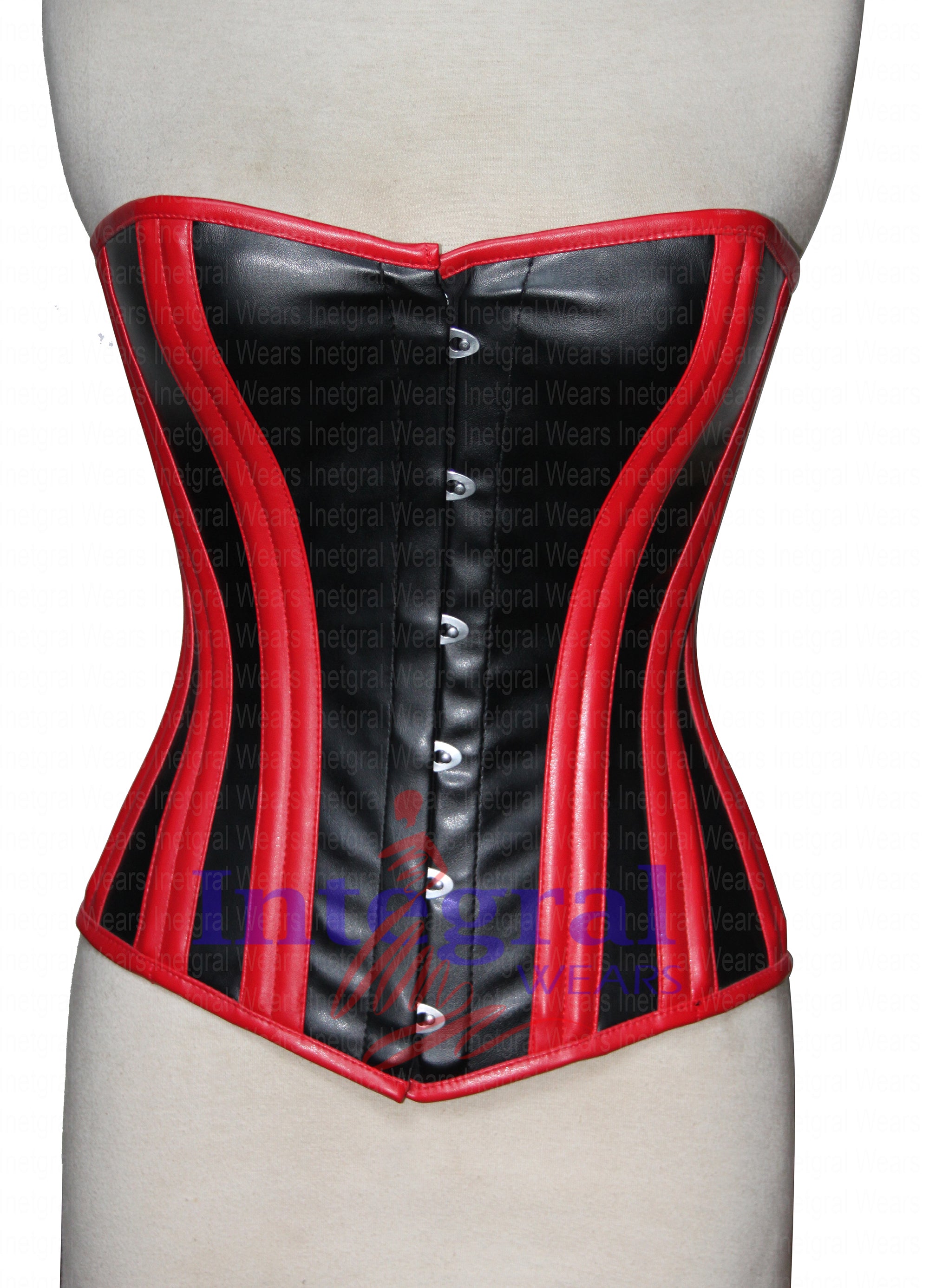 Red & Black Overbust Steampunk Corset Waist Trainer