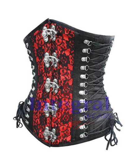Women Corset Steampunk Corset Steel Boned Corset UnderBust Gothic Corset Clincher Hourglass Corset Waist Training Corset Red Satin Corset