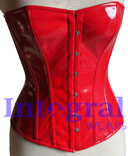 Women Heavy Duty PVC Corset Steel Boned OverBust Fetish Red Corset Steampunk Corset Waist Training Hourglass Body Shaper Corset