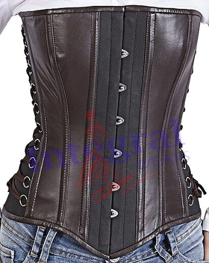 Women Heavy Duty Brown Halfbust Leather Corset Steel Boned Corset Fetish Corset Steampunk Corset Waist Training Hourglass Body Shaper Corset