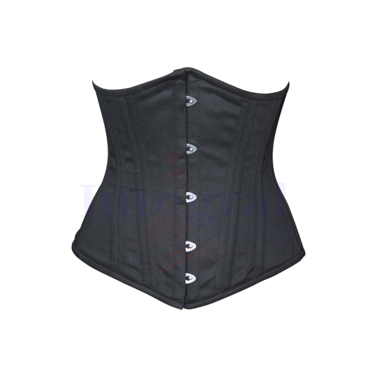 Women Heavy Duty Double Steel Boned Corset Underbust Corset Waist Training Black Cotton Hourglass Curve Corset