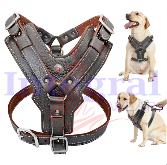 LEATHER DOG HARNESS Heavy Duty Vest Tick Soft Boxer Pitbull Rottweiler Buff Mastiff Handmade with Adjustable Straps Easy Control Pet Vest