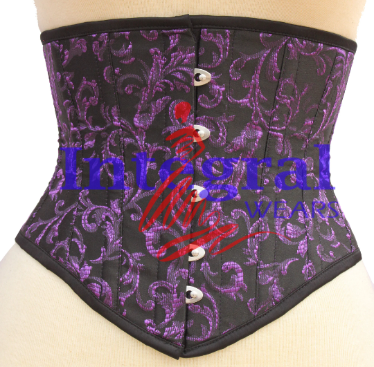 Women Corset Underbust Corset Heavy Duty Corset Cincher Corset Steel Boned Corset Waist Training Hourglass Purple Corset Brocade Corset