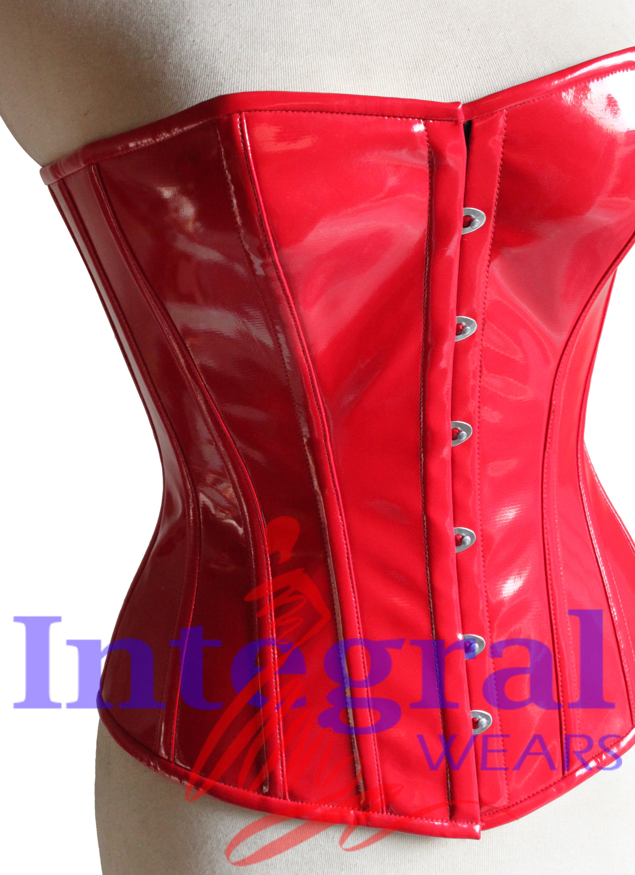 Women Heavy Duty PVC Corset Steel Boned OverBust Fetish Red Corset Steampunk Corset Waist Training Hourglass Body Shaper Corset